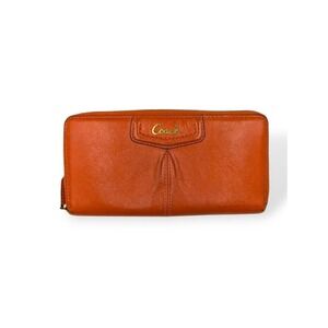 Coach Ashley Vintage Wallet Coral Orange Leather Zip Around Organizer Y2K